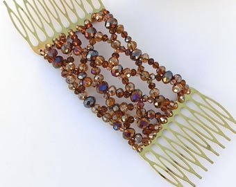 Beaded Double Hair Comb: Crystal Accent French Twist Clip