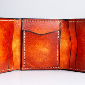 Cartera triple, Cartera clásica, Cartera para él, Mejor regalo para él, Cartera de cuero, Regalo personalizado, Cartera cosida a mano, Regalo para papá
