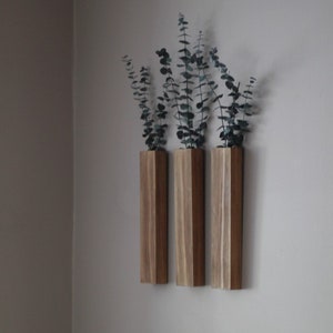 Slim Wood Wall Pocket with Eucalyptus Stems