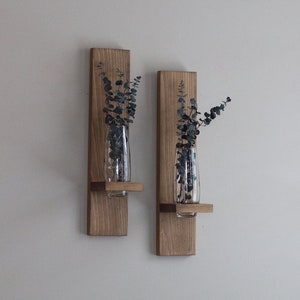 Wood Wall Hanging Bud Vase for Flowers