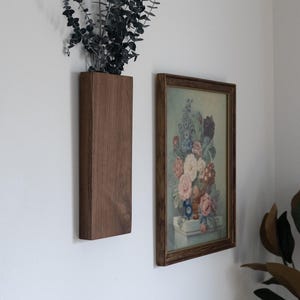 Walnut Wall Pocket 12 Inch | Wood Hanging Vase for Greenery or Dried Flowers
