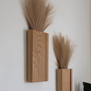 Striped Wall Pocket 10 Inch | Wood Hanging Vase for Greenery or Dried Flowers