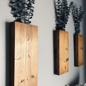 Holz Wand Tasche 30cm | Holz Vase zum Aufhängen für Pflanzen oder Trockenblumen