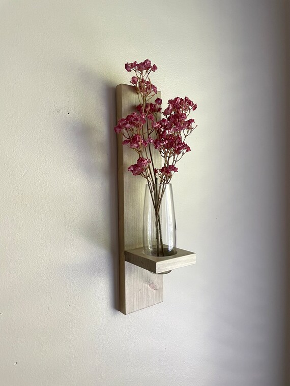 Wood Wall Hanging Bud Vase for Flowers Etsy Finland