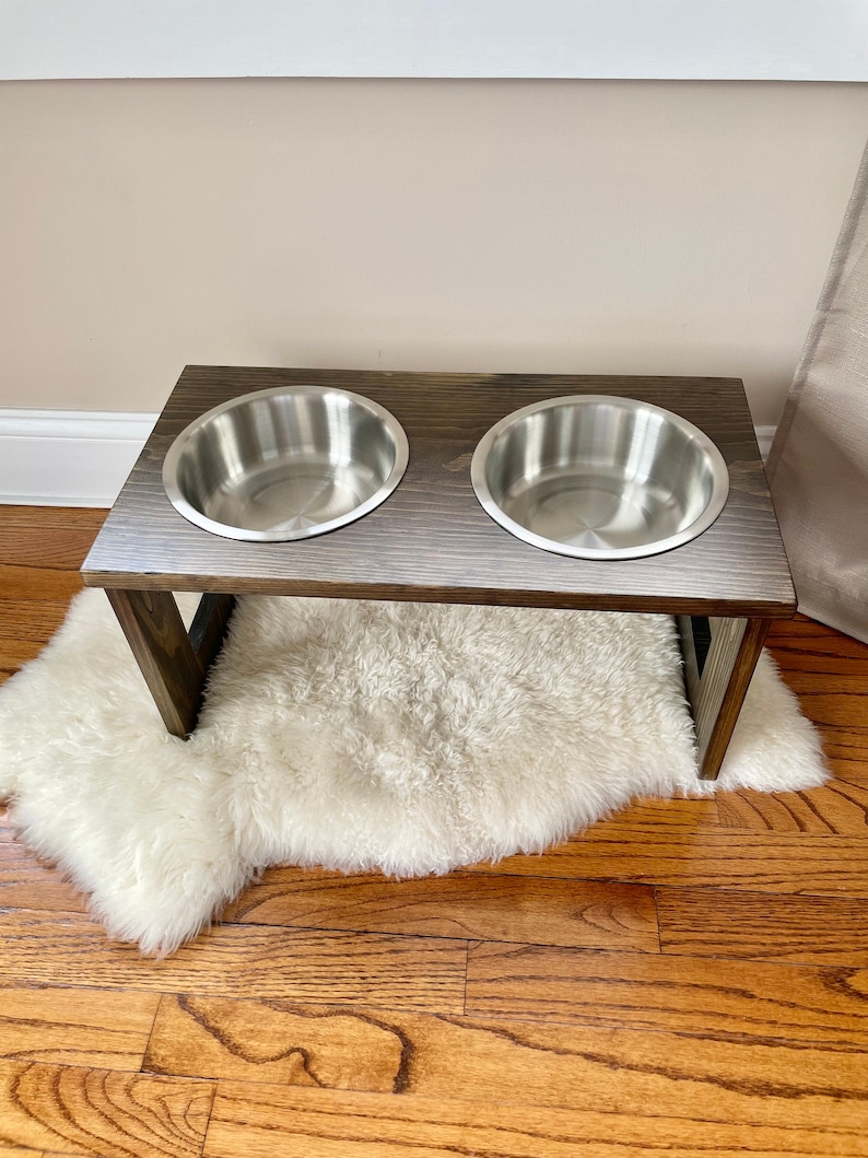 Elevated Dog Food Holder With Large Stainless Steel Bowls Etsy