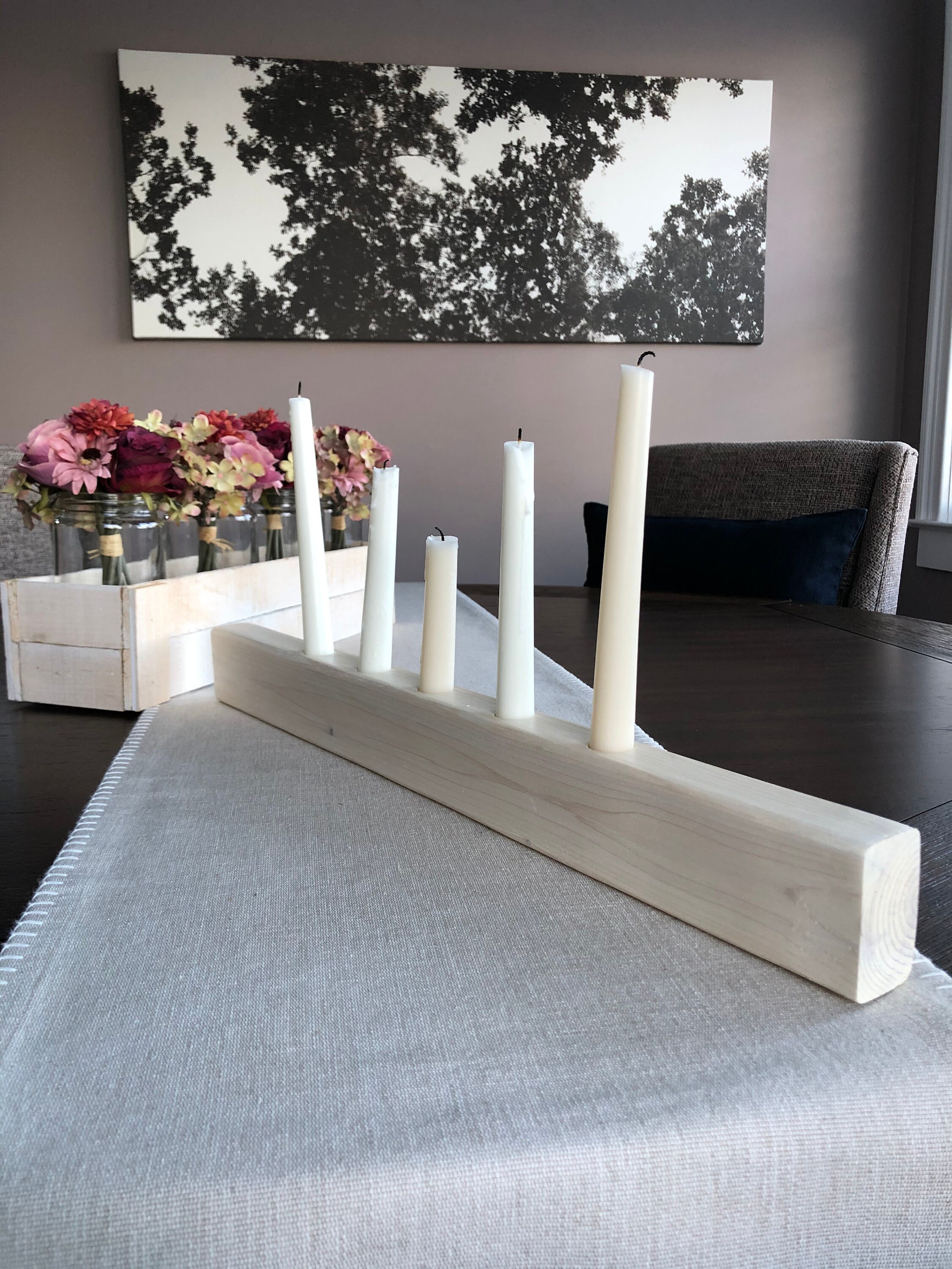 Taper Candle Holder Centerpiece 5 Candle Handmade with Etsy