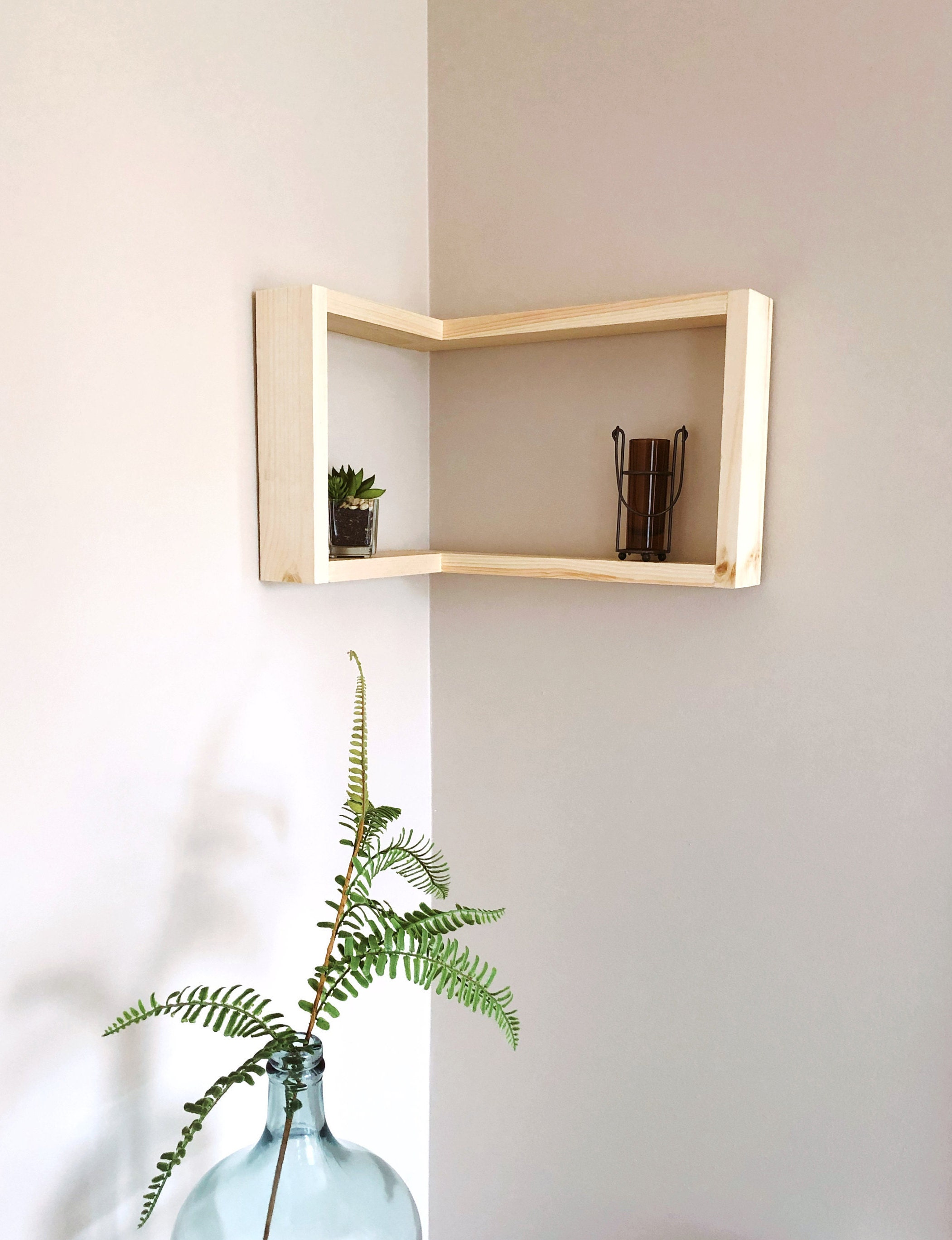 Decorative Corner Wall Shelf Handmade with Wood Etsy
