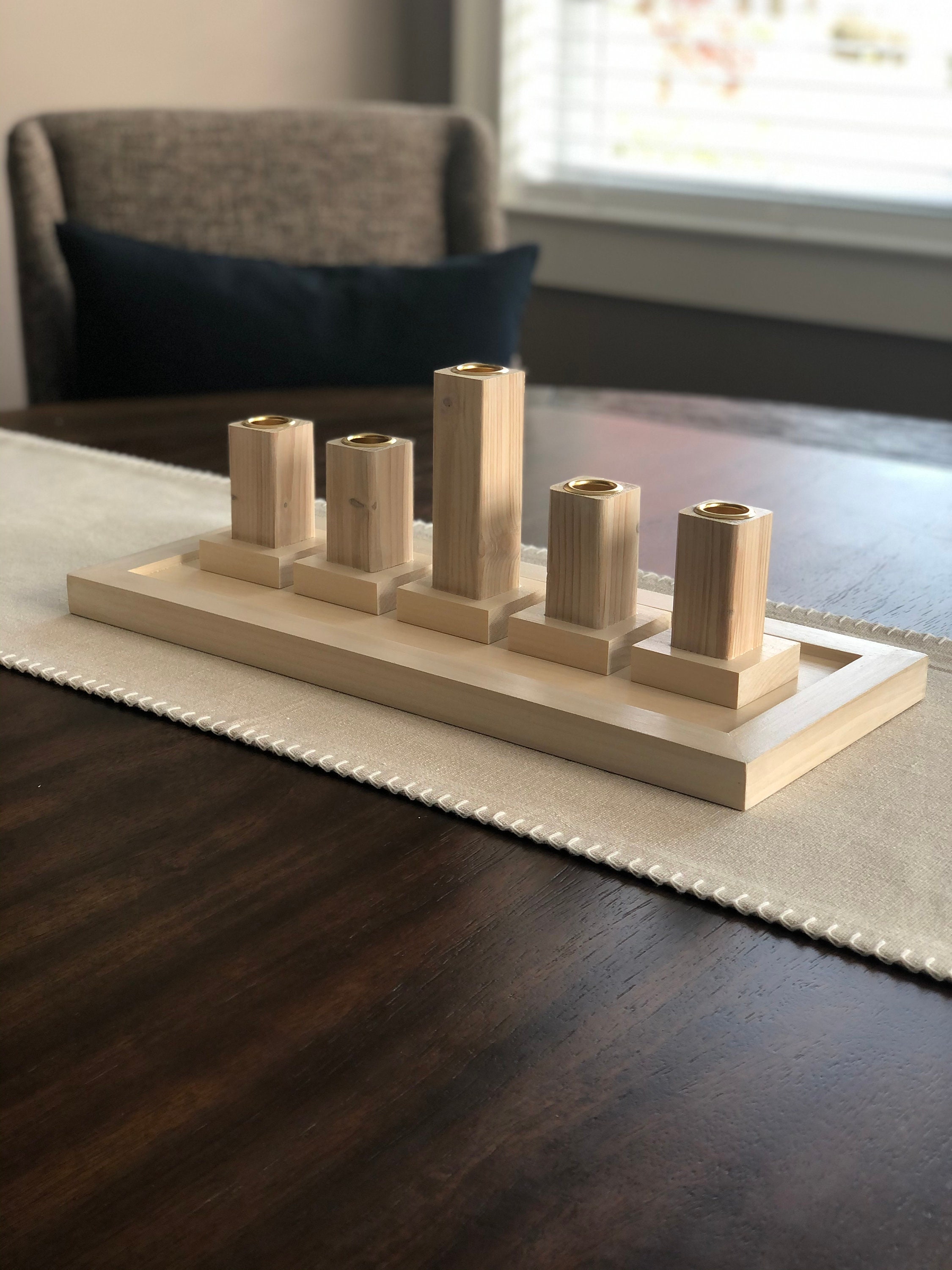 Taper Candle Holder Centerpiece with Tray Customizable Etsy