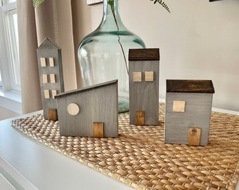 Mini Wood Houses | Set of Two