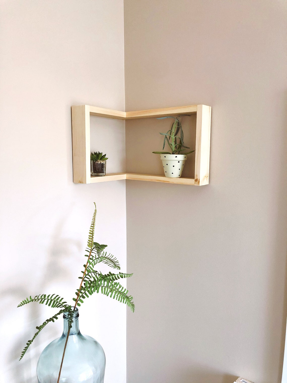 Decorative Corner Wall Shelf Handmade with Wood Etsy