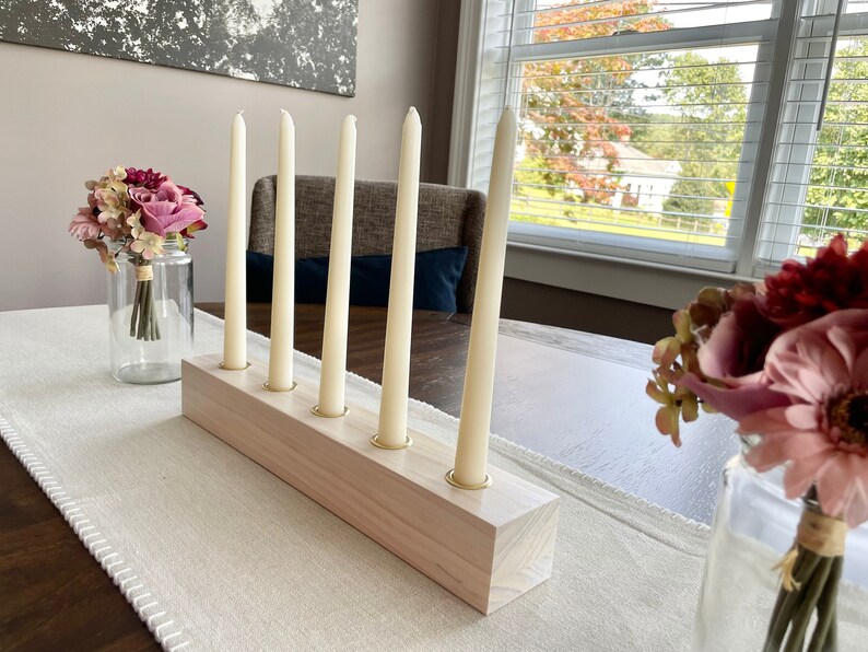 Taper Candle Holder Centerpiece Holds 5 Candles Handmade Etsy