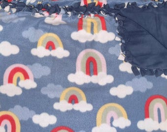 Fleece Blankets - Rainbows, Mountains, Stars, Sunrise, Moon, Whimsical: Variety of Types and Sizes, Lap/Throw Blanket, No Sew Tie Blankets