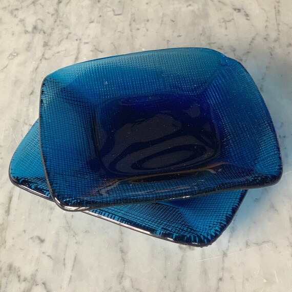 Blue Glass Butter Dish Etsy