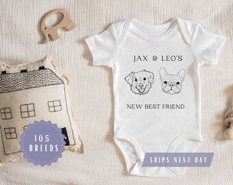 New Best Friend Onesie® [ORGANIC], Custom Dog Breed Onesie®, Personalized Dog Name Baby Onesie®, Baby Shower, Pregnancy Announcement gift