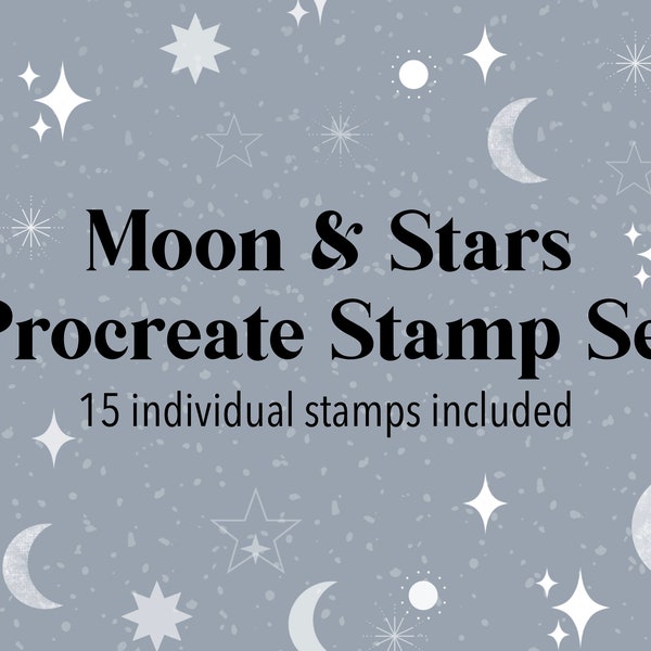 Procreate Moon and Star Stamp/Brush Set | Digital Download | 15 Stamp Bundle