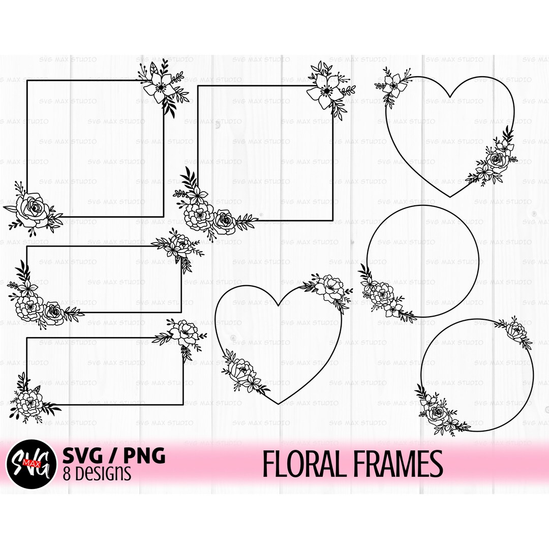 Floral Frame Svg, Png, Monogram Frame Svg, Wedding Signage, Floral