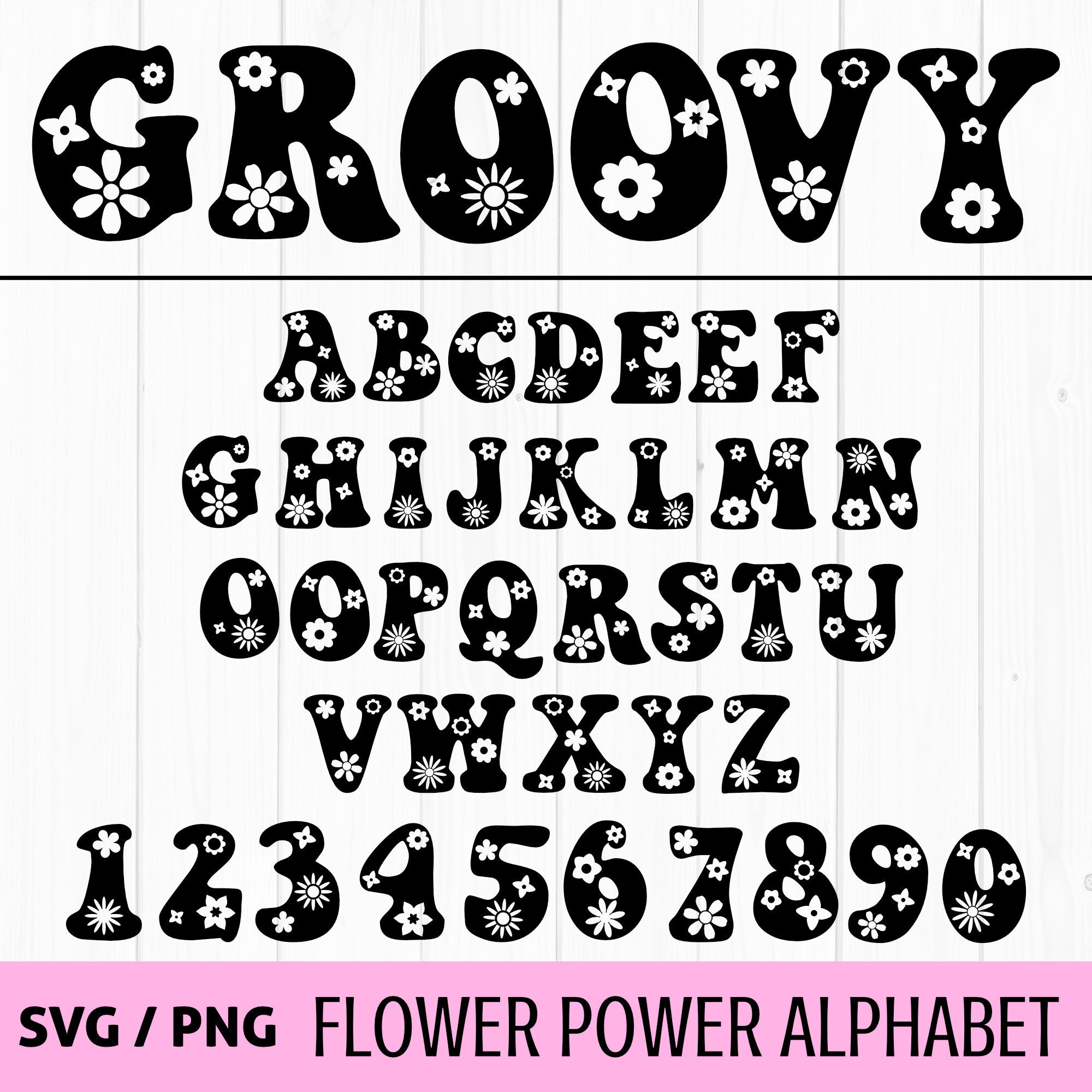 Grovy Letters Groovy Font Svg, Png, Floral Alphabet Svg, Retro Alphabet, Groovy ...