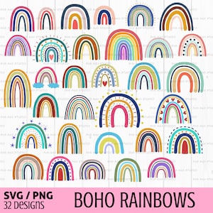 Boho arc-en-ciel svg, png, svg anniversaire arc-en-ciel, svg bébé arc-en-ciel, png, clipart arc-en-ciel, fichier de coupe fille de décoration de chambre d'enfant