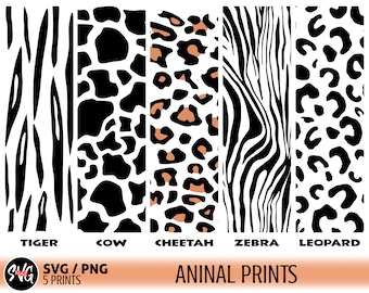 Animal print svg, png, cheetah print svg, leopard print svg, cow print svg, zebra print svg, tiger print svg, animal print clipart, cut file