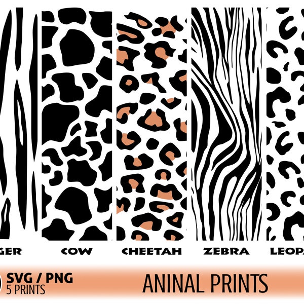 Animal print svg, png, cheetah print svg, leopard print svg, cow print svg, zebra print svg, tiger print svg, animal print clipart, cut file