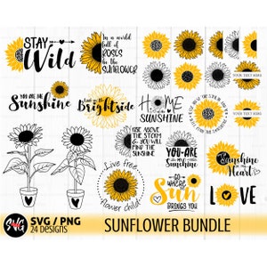 Sunflower Svg Bundle Png Sunflowers Svg Half Sunflower Svg - Etsy