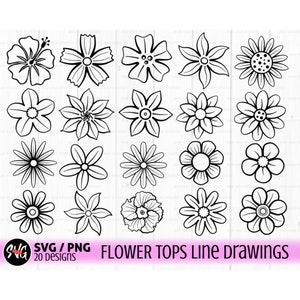 Flower svg bundle, floral svg,  line drawing svg, wildflower svg, sunflower svg, daisy svg, spring svg, garden svg, cut file for cricut