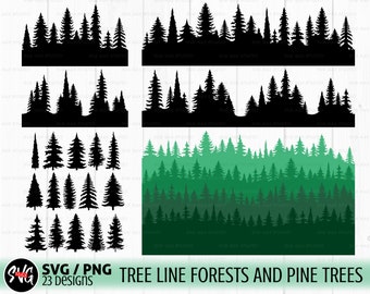 Forest svg, Pine tree svg, Christmas tree svg, tree line svg, woodland svg, nature svg, tree silhouette, cut file