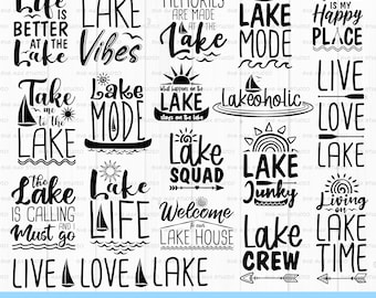 Pacchetto svg vita sul lago, svg maglietta sul lago, svg barca, svg campeggio, svg spiaggia, svg estate, svg lago bum, vibrazioni estive, svg vacanza