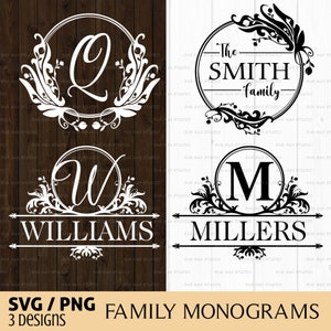 Family monogram wreath svg, family name svg, last name svg, laurel wreath, leaf wreath, floral wreath svg, wedding wreath svg, circle frame
