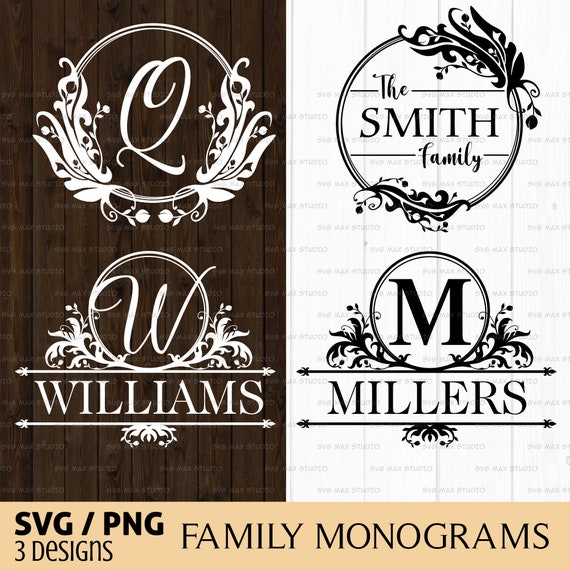 Family monogram wreath svg, family name svg, last name svg, laurel wreath, leaf wreath, floral wreath svg, wedding wreath svg, circle frame