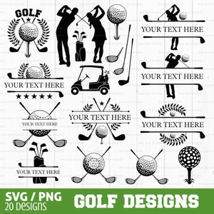 Golf svg bundle, golf monogram svg, split monogram svg, golf name frame, golf club svg, golf ball svg, Cut files for Cricut & Silhouette