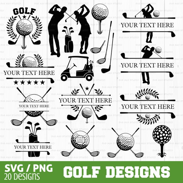 Golf svg bundle, golf monogram svg, split monogram svg, golf name frame, golf club svg, golf ball svg, Cut files for Cricut & Silhouette