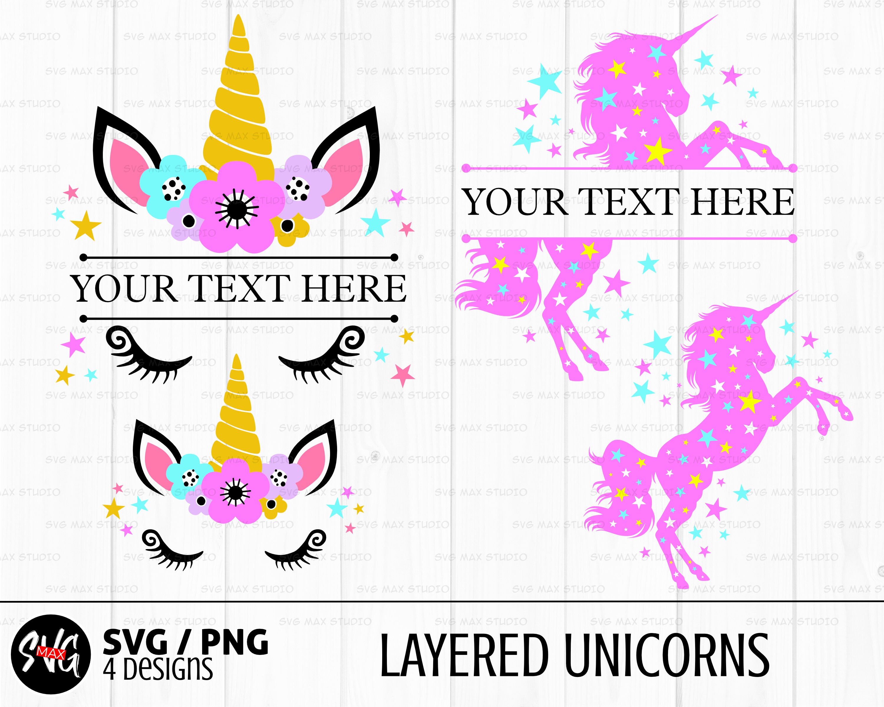 Unicorn face svg, unicorn svg, png, unicorn clipart svg, split monogr…