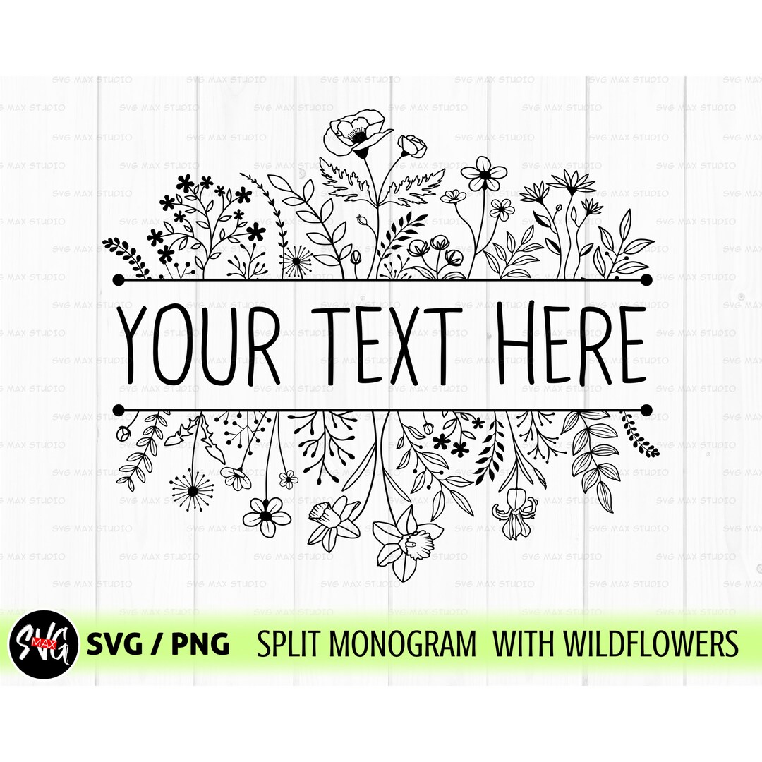 Floral Border Svg, Flower Border Svg, Floral Frame Svg, Split Monogram