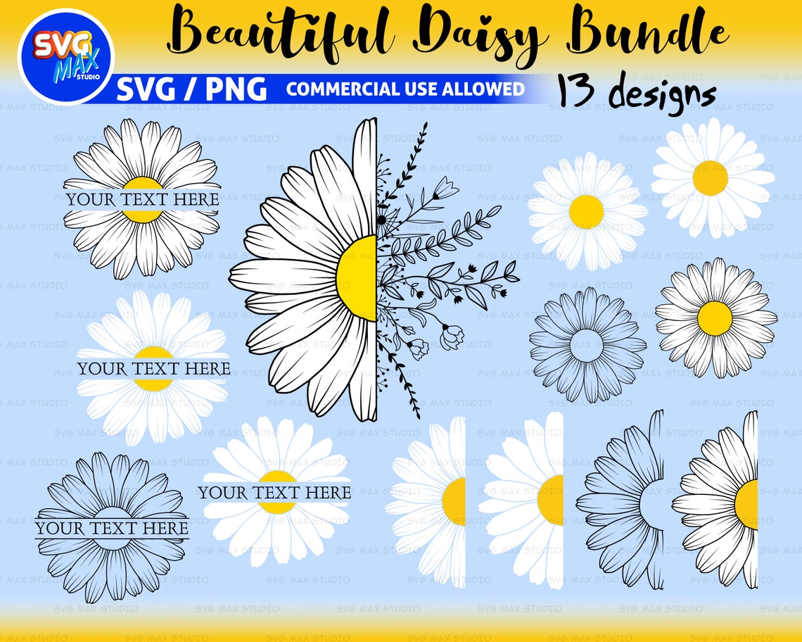 Download Daisy svg wildflower svg daisy clipart split monogram svg | Etsy