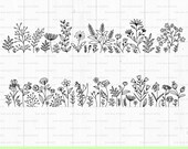 Floral border svg, floral frame svg, flower border svg, floral monogram svg wildflower svg, hand drawn svg, floral svg