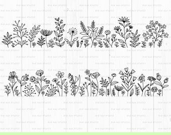 Floral border svg, floral frame svg, flower border svg, floral monogram svg wildflower svg, hand drawn svg, floral svg