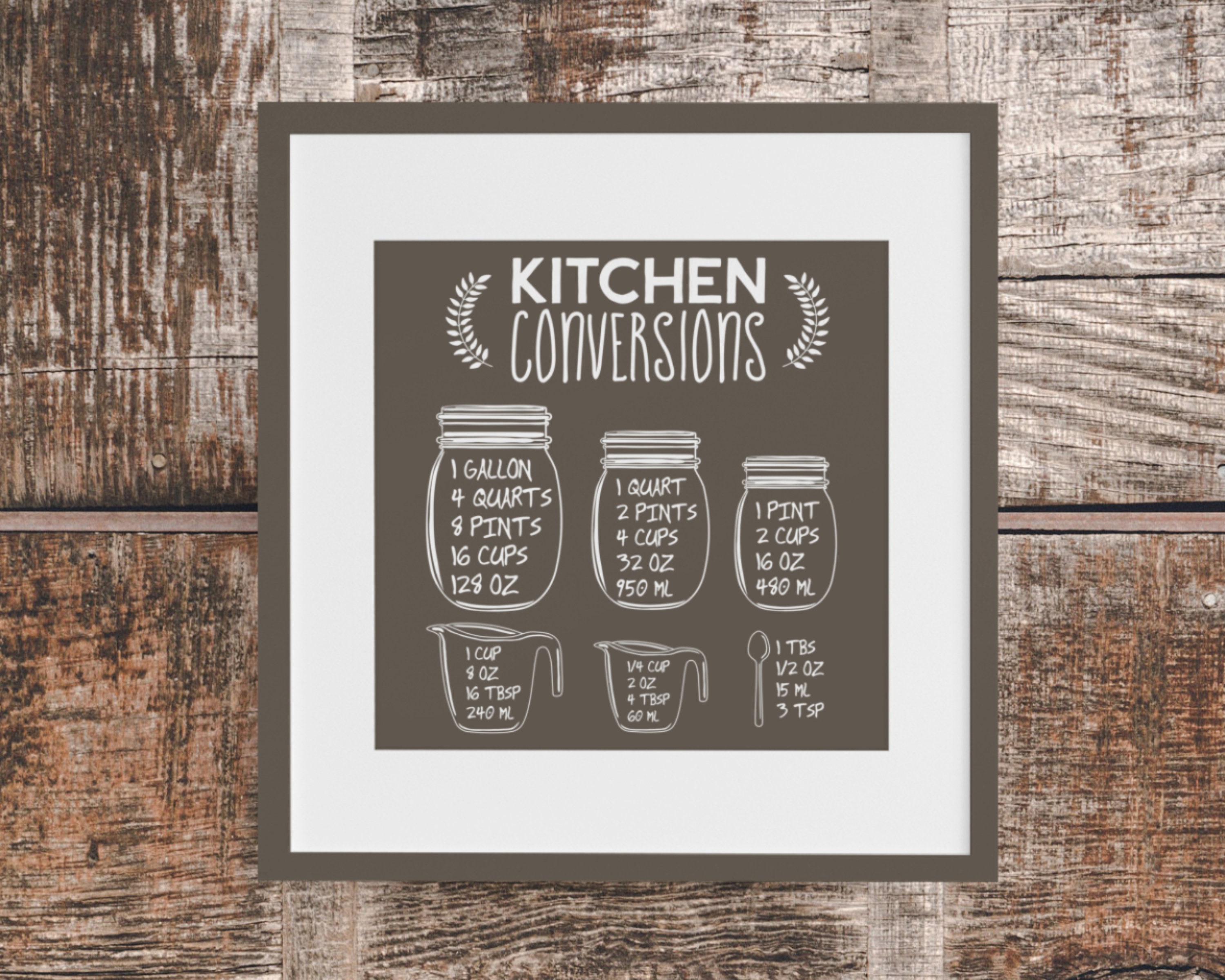 Cooking Conversion Svg Kitchen Conversions Chart Svg, Recipe Sheet Sheet Svg, Kitchen Decor ...
