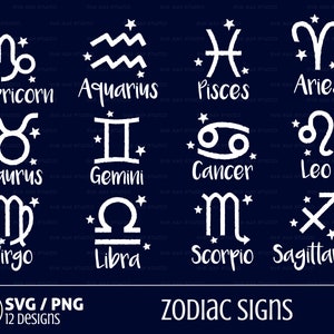 Bundle svg zodiaque, horoscope svg, svg signes astrologie, taureau svg, svg Lion, vierge svg, svg cancer, fichier de coupe pour cricut, silhouette