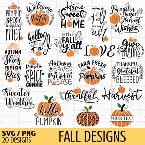 Lot de svg automne, citrouille svg, svg automne, svg de Thanksgiving, bonjour automne svg, svg signe de la ferme, svg home sweet home, fichier coupé pour Cricut