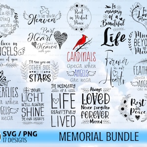 Memorial svg-bundel, in liefdevolle herinnering svg, rust in vrede svg, ter nagedachtenis aan svg, herdenkingscitaten svg, kardinaal svg