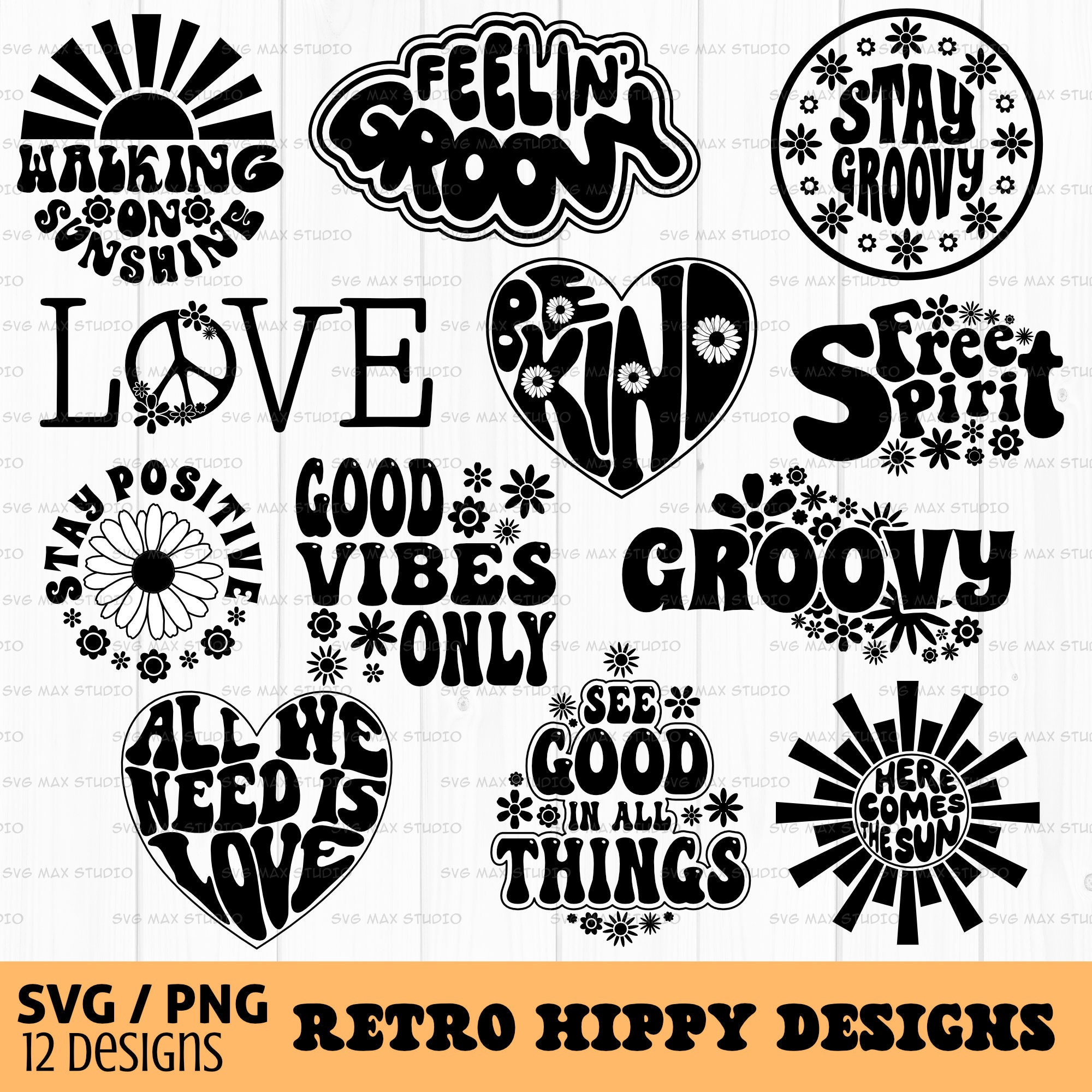 Retro Svg Bundle, Hippie Svg, Groovy Svg, Motivational Svg ...