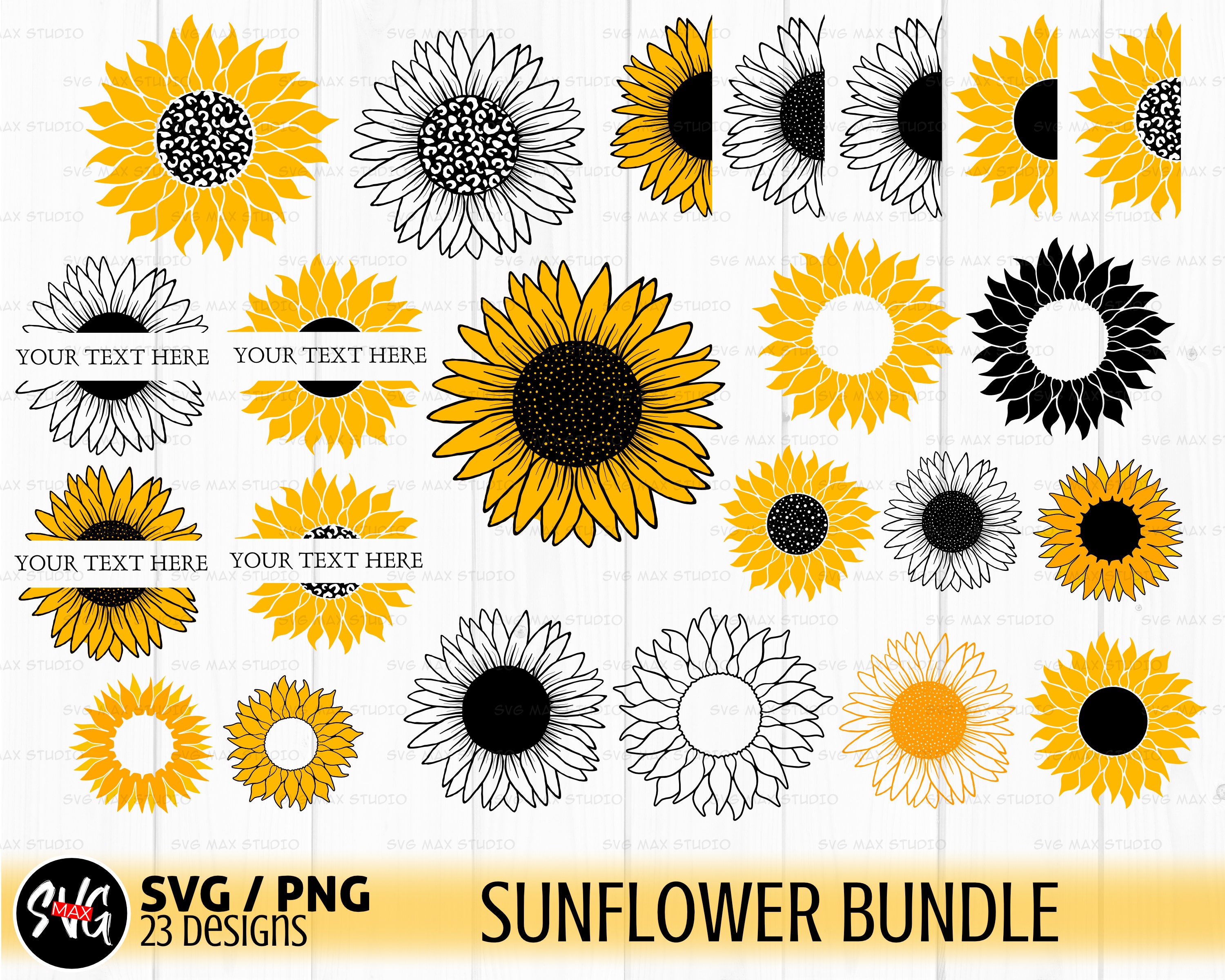 Art & Collectibles Drawing & Illustration png sunflowers svg half