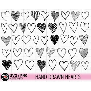 Hand drawn heart svg bundle, heart outline svg, valentine svg, valentines day svg, Love svg, heart shape svg, doodle heart svg