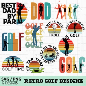 Lot de svg golf rétro, png, svg golfeur, svg fête des pères, meilleur papa par svg par, chemise de golf drôle