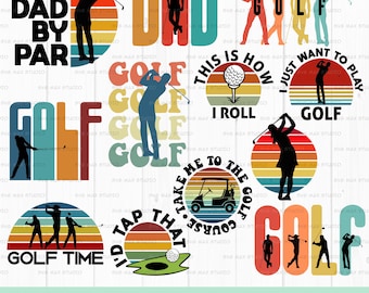 Retro Golf svg bundle, png, golfista svg, dzień ojca svg, najlepszy tata według par svg, zabawna koszulka golfowa