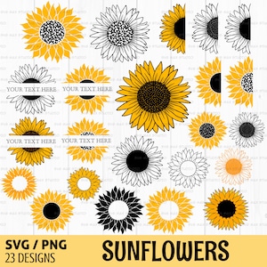 Pacchetto di girasoli svg, png, girasoli svg, mezzo girasole svg, citazione girasole svg, clipart girasole, fiori selvatici svg, file di taglio per cricut