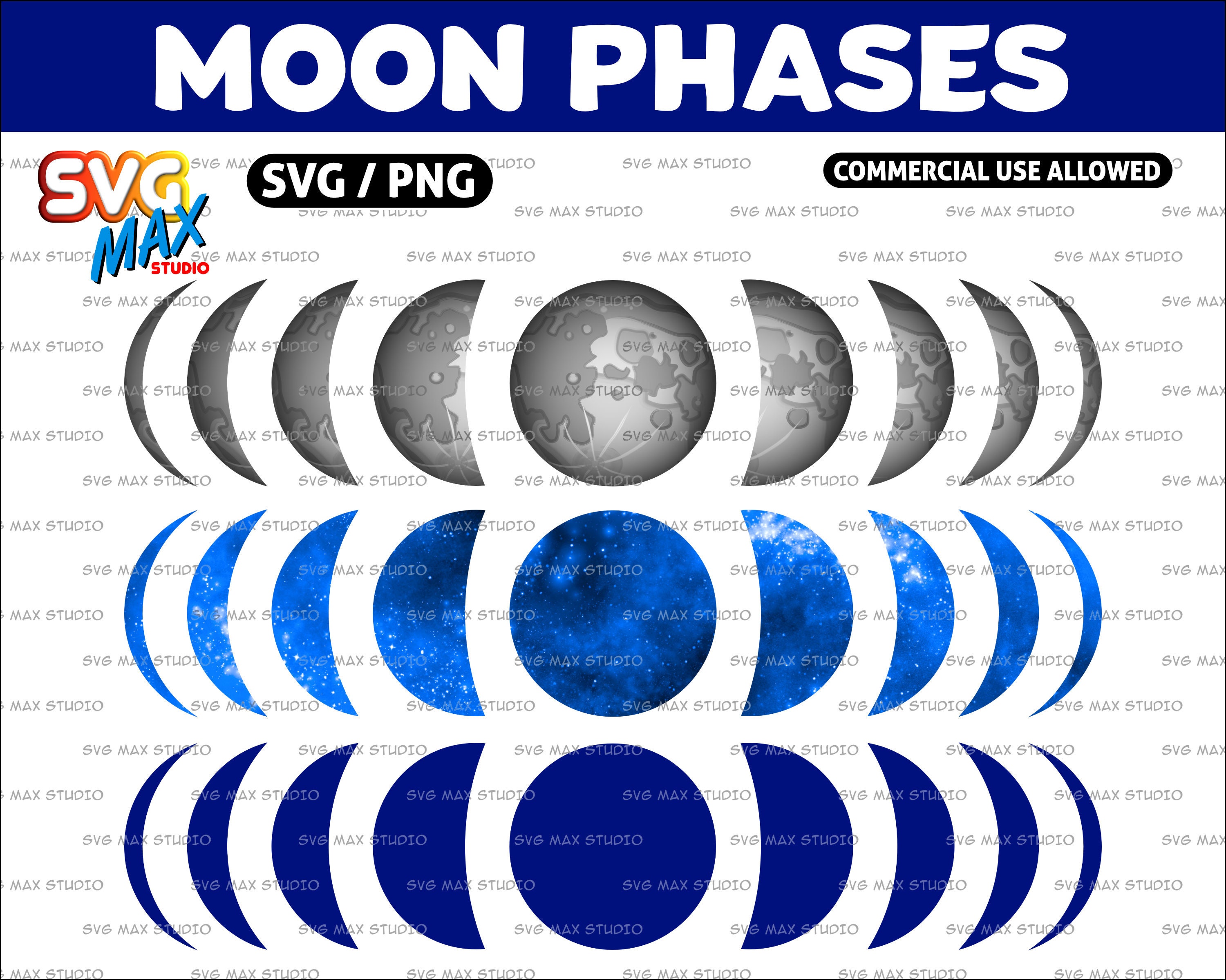 Moon Phases Svg Png Science Print File Astronomy Cut File Etsy