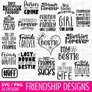 paquete de svg de amigos, svg de bff, svg de mejores amigos, svg de mejores amigas, svg inspirador, citas de amistad, svg de cita positiva, svg de motivación