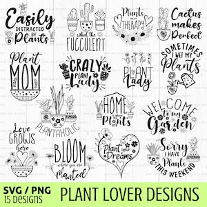 Plantenliefhebber svg-bundel, plant moeder svg, gekke plant dame svg, sappige svg, tuinieren svg, bloem svg, botanische svg, lente svg